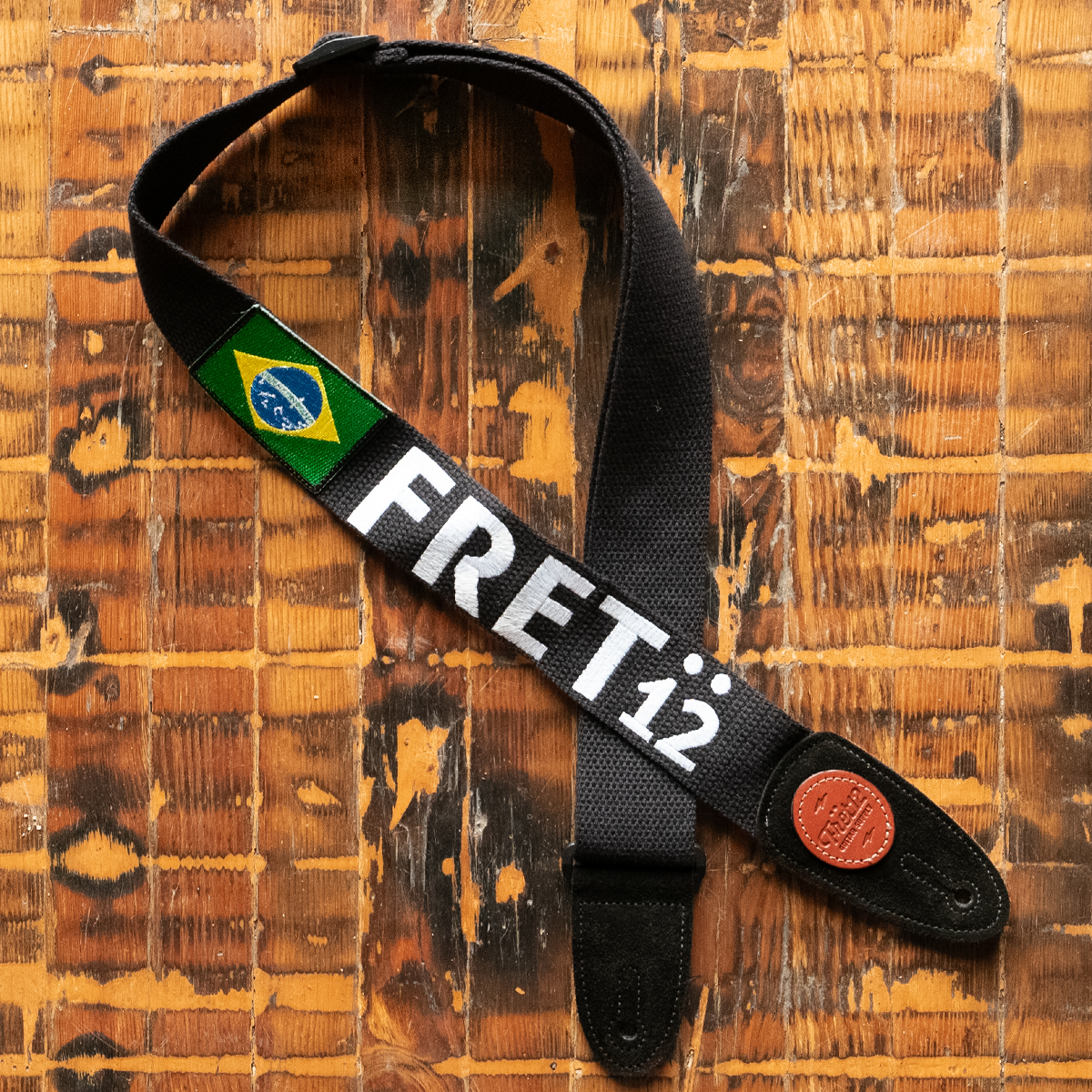 FRET12 BRAZIL FLAG GUITAR STRAP - BLOCK LOGO