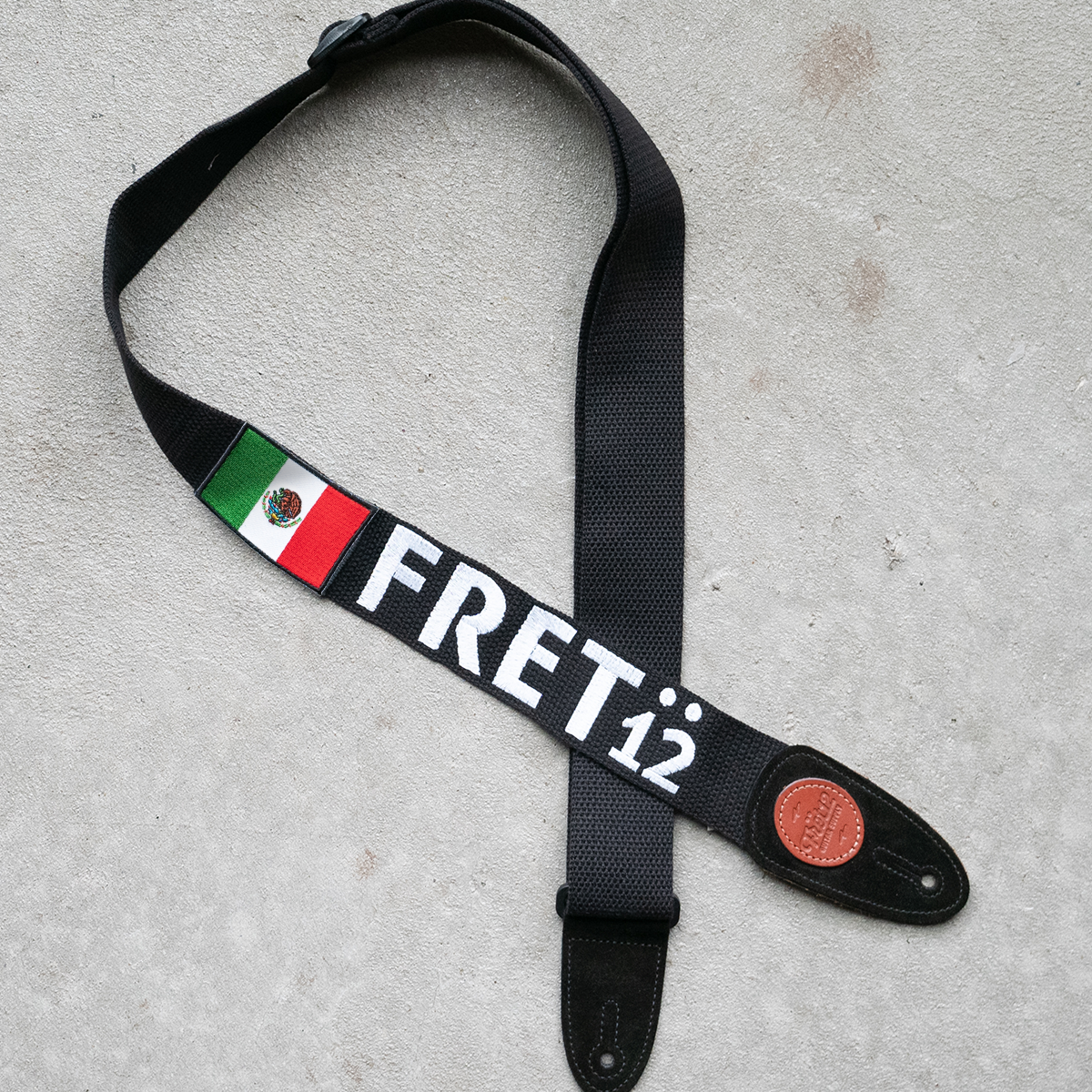 FRET12 MEXICO FLAG GUITAR STRAP - BLOCK LOGO