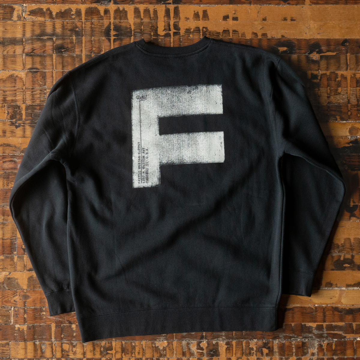 The Fat F Crew Neck - Black Graphic Sweatshirt | FRET12