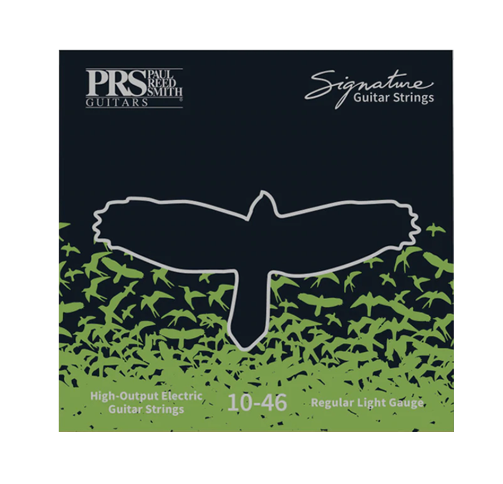 Front of packaging for PRS Signature electric strings, gauges 10-46 (Regular Light). 