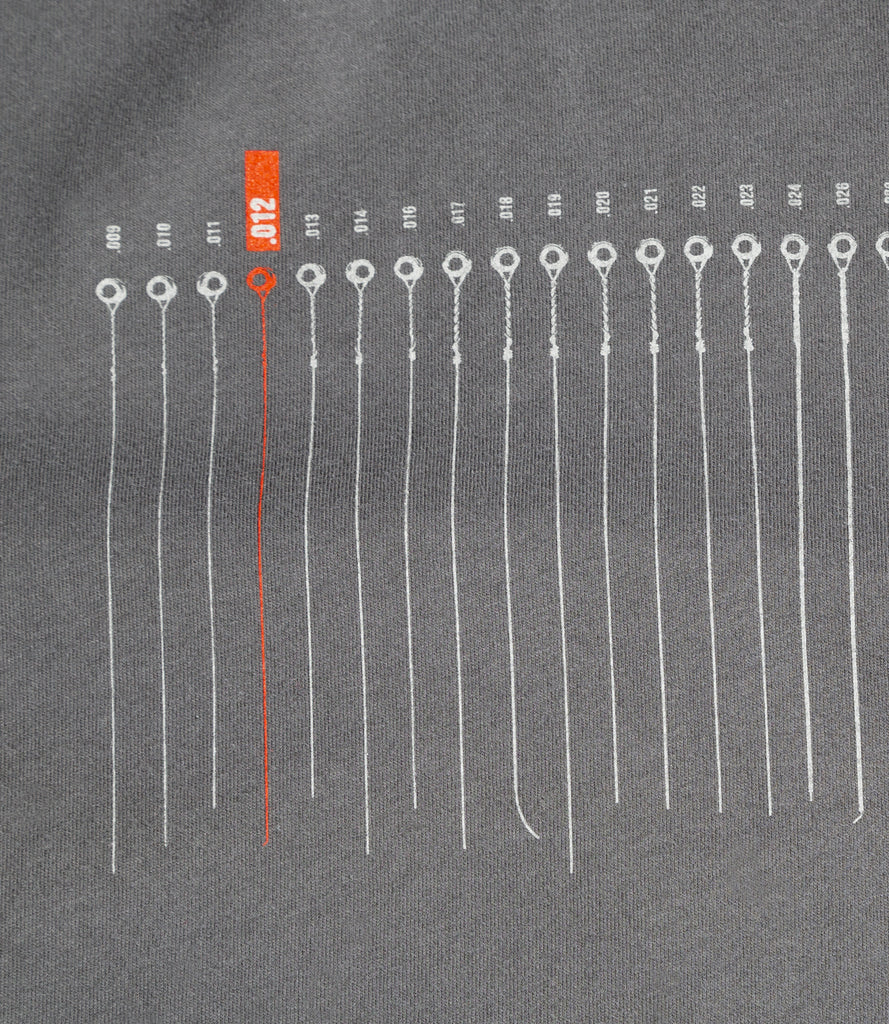 Closeup of String Scale graphic with the 12 gauge string in orange.