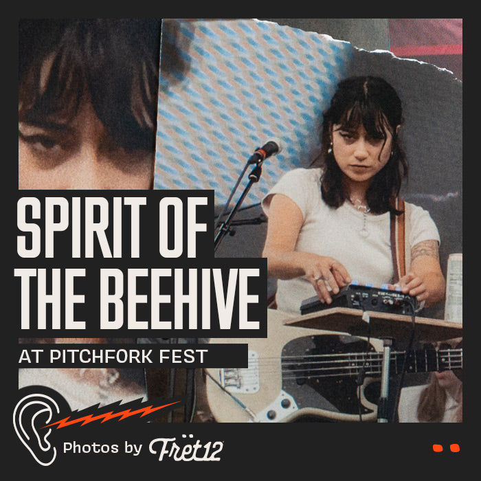 Spirit of the Beehive's Rivka Ravede stares down the camera at Pitchfork Music Fest.