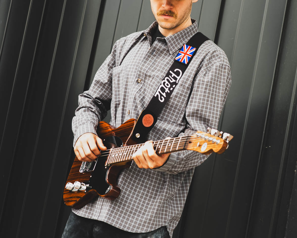 Shop FRET12's electric, acoustic and bass guitar straps — all with suede ends and tri-glide adjustment.