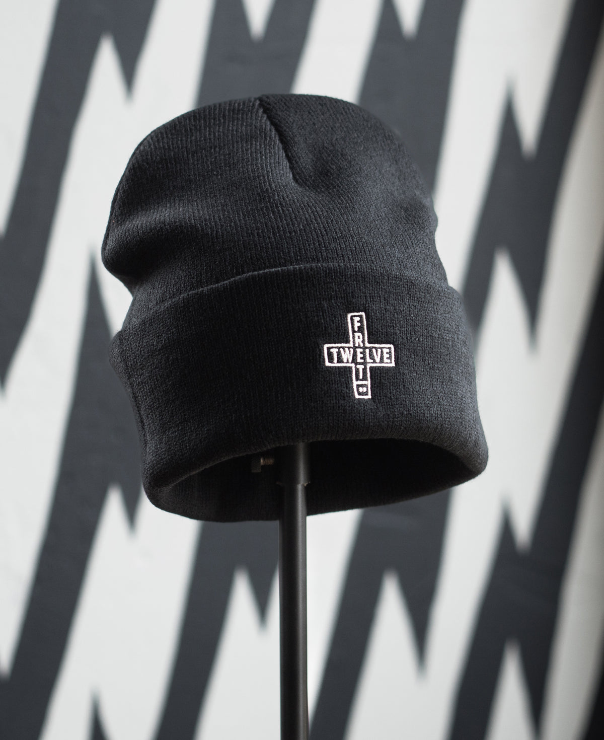 Krost black knitted Beenie Cross Logo Embroidered Black Beanie Hat - Etsy main image 2