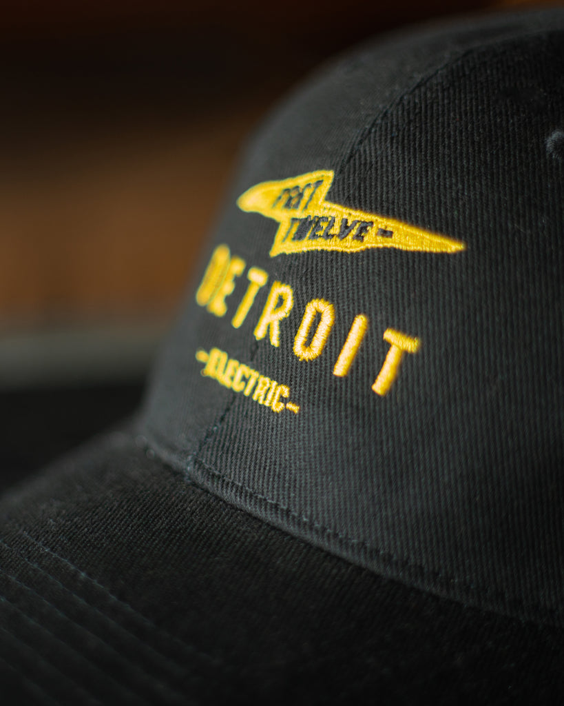 FRET TWELVE ELECTRIC DETROIT BOLT 6 PANEL HAT – BLACK