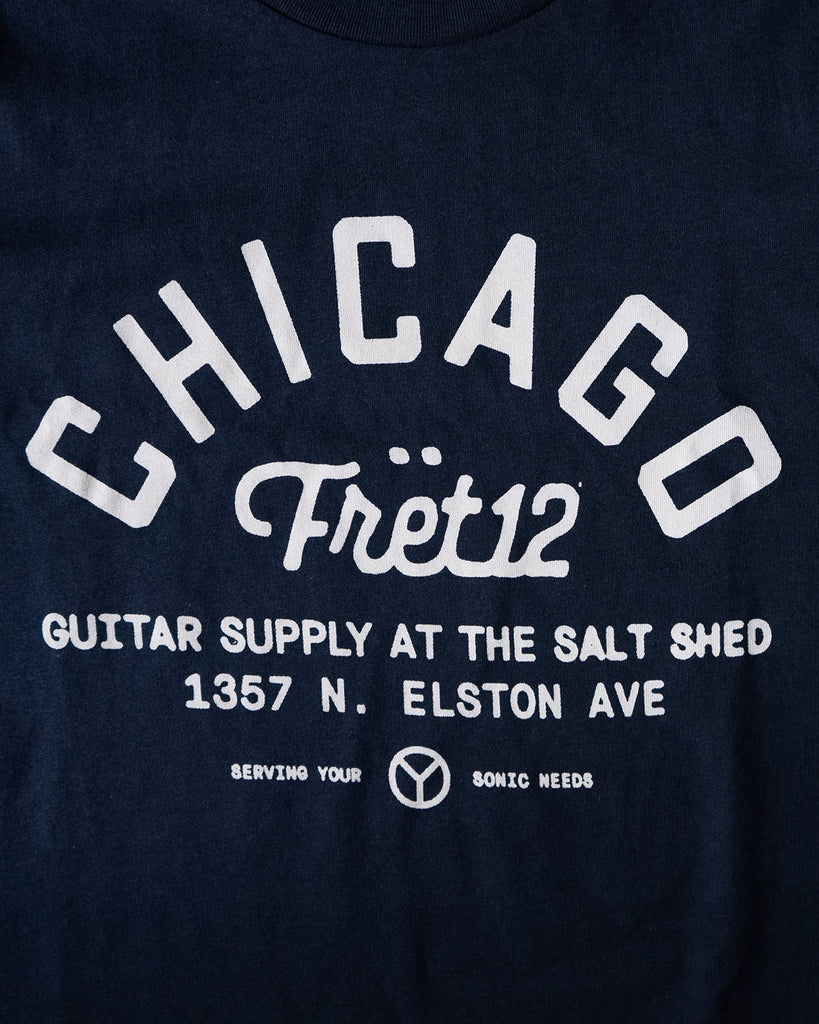 GUITAR SUPPLY AT SALT SHED DESIGN WOMEN'S TEE - NAVY