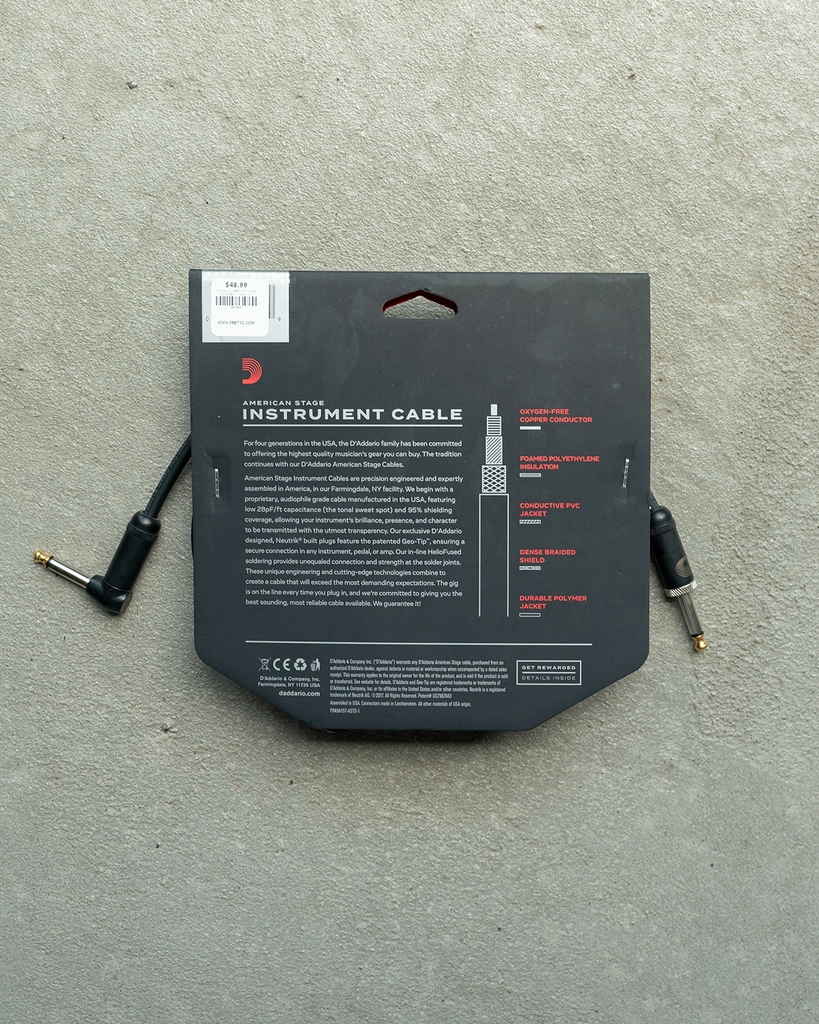 D'Addario AMERICAN STAGE SERIES INSTRUMENT CABLE 15'