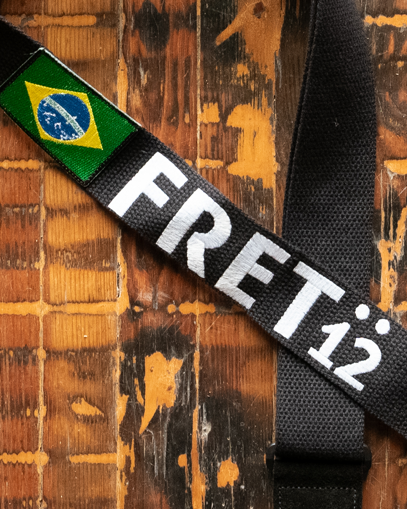 FRET12 BRAZIL FLAG GUITAR STRAP - BLOCK LOGO