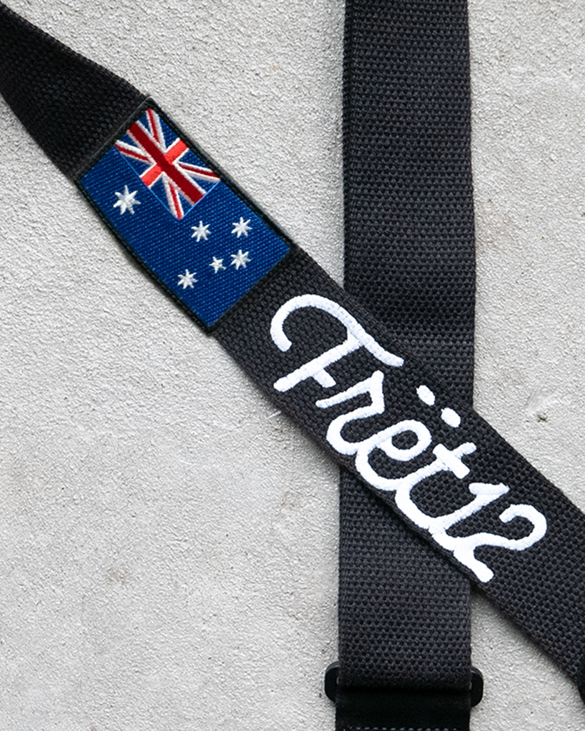 FRET12 AUSTRALIA FLAG GUITAR STRAP - SCRIPT LOGO