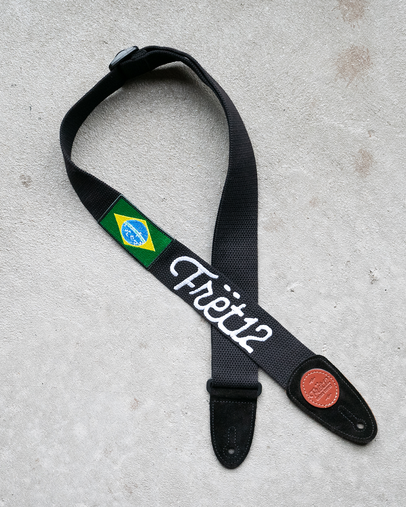FRET12 BRAZIL FLAG GUITAR STRAP - SCRIPT LOGO
