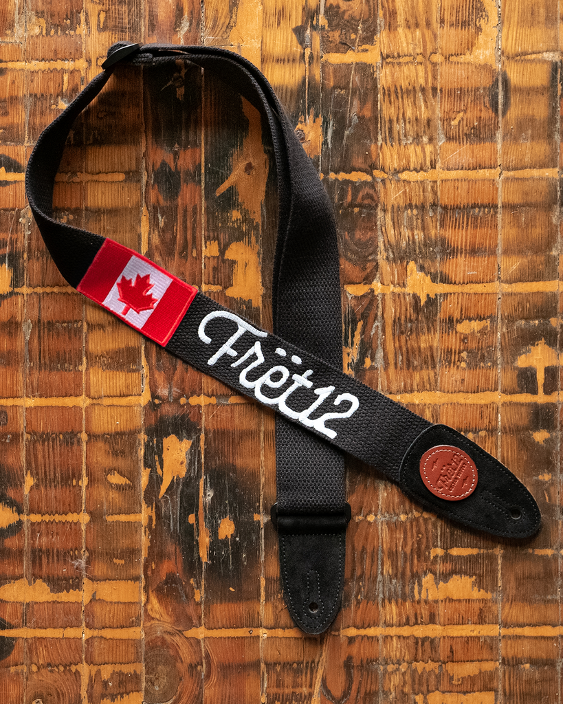 FRET12 CANADA FLAG GUITAR STRAP - SCRIPT LOGO