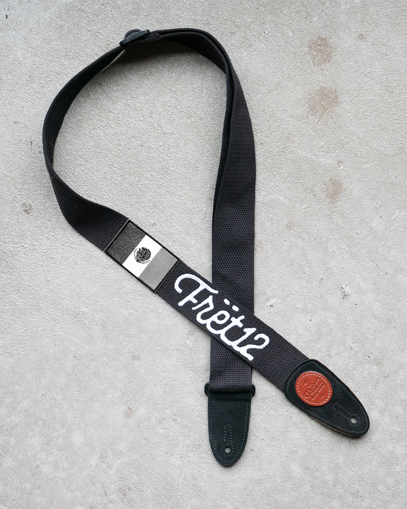FRET12 MONOCHROME MEXICO FLAG GUITAR STRAP - SCRIPT LOGO