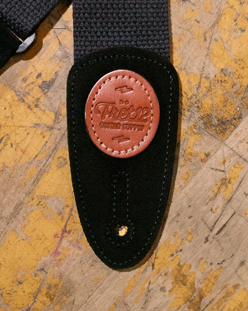 FRET12 MONOCHROME UNION JACK GUITAR STRAP - SCRIPT LOGO
