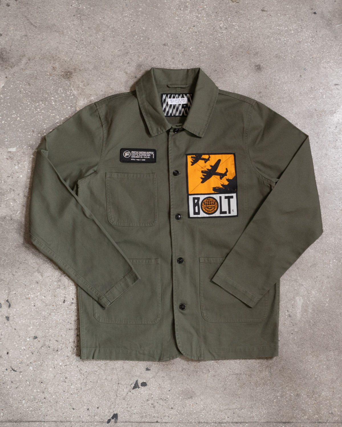 FRET12 BOLT Jacket - Green Graphic Patch Coat | FRET12
