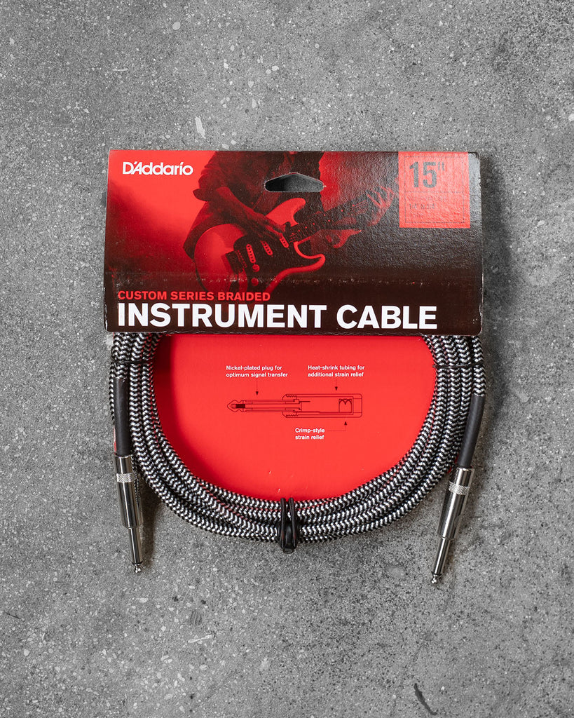 D'Addario Custom Series Braided Instrument Cable, Grey, 15'