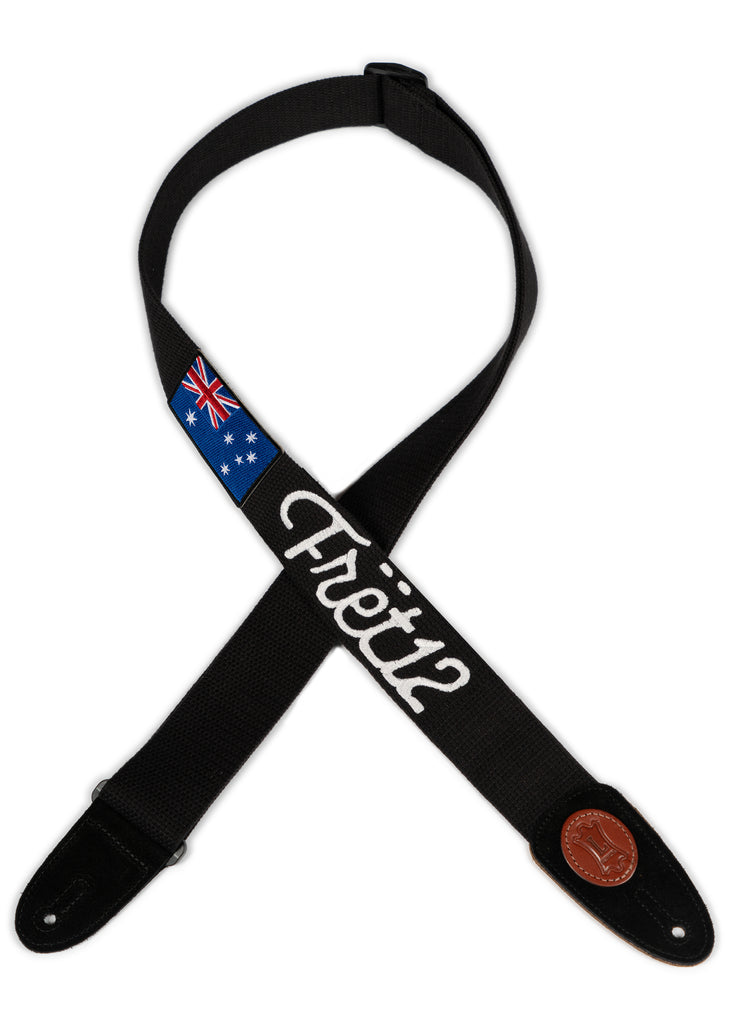FRET12 AUSTRALIA FLAG GUITAR STRAP - SCRIPT LOGO
