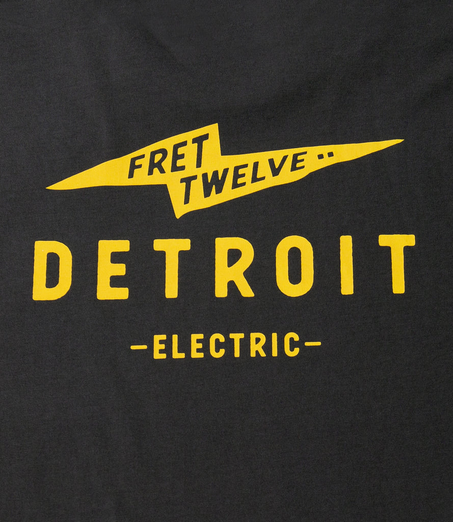 Closeup of yellow Electric Detroit Bolt Print.