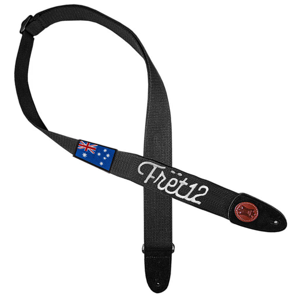 FRET12 AUSTRALIA FLAG GUITAR STRAP - SCRIPT LOGO
