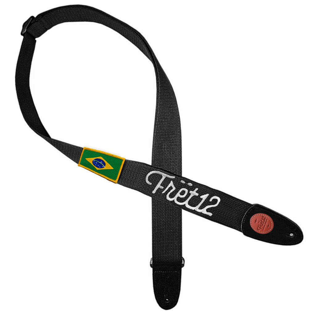 FRET12 BRAZIL FLAG GUITAR STRAP - SCRIPT LOGO