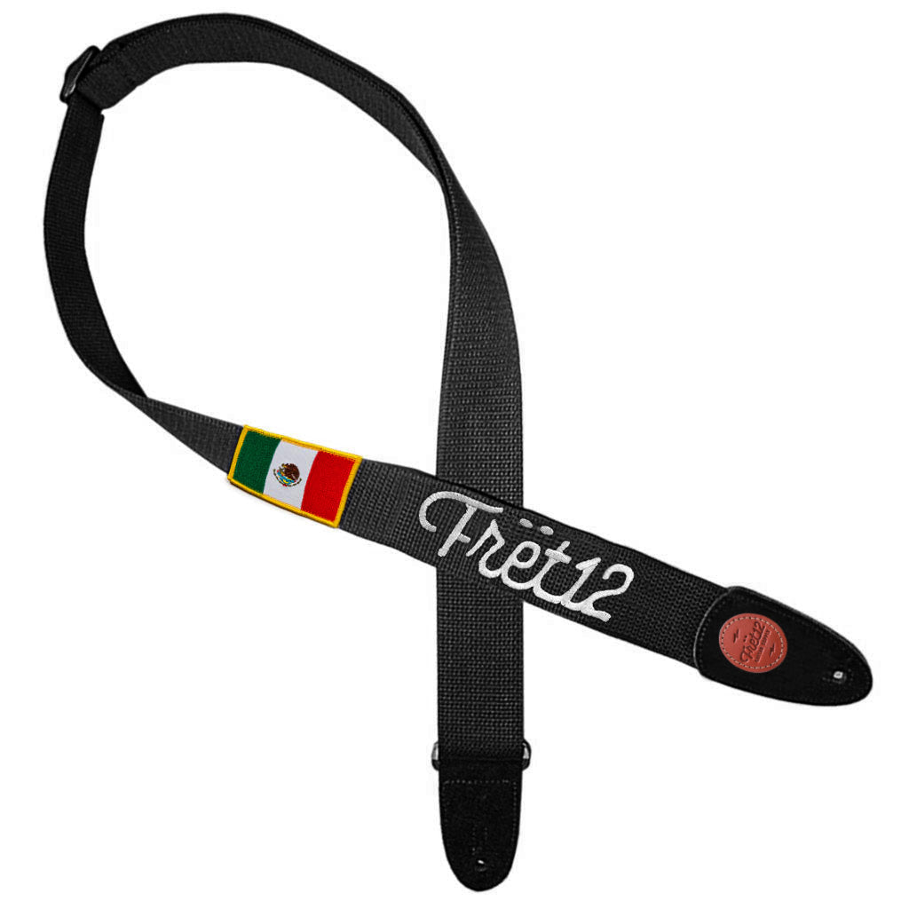 FRET12 SCRIPT LOGO MEXICO FLAG GUITAR STRAP