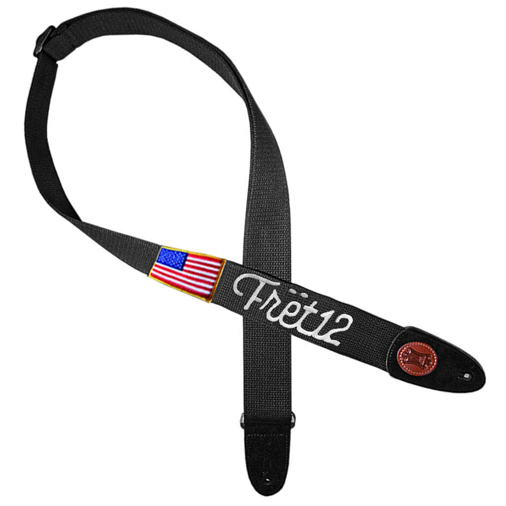 FRET12 SCRIPT LOGO OLD GLORY FLAG GUITAR STRAP