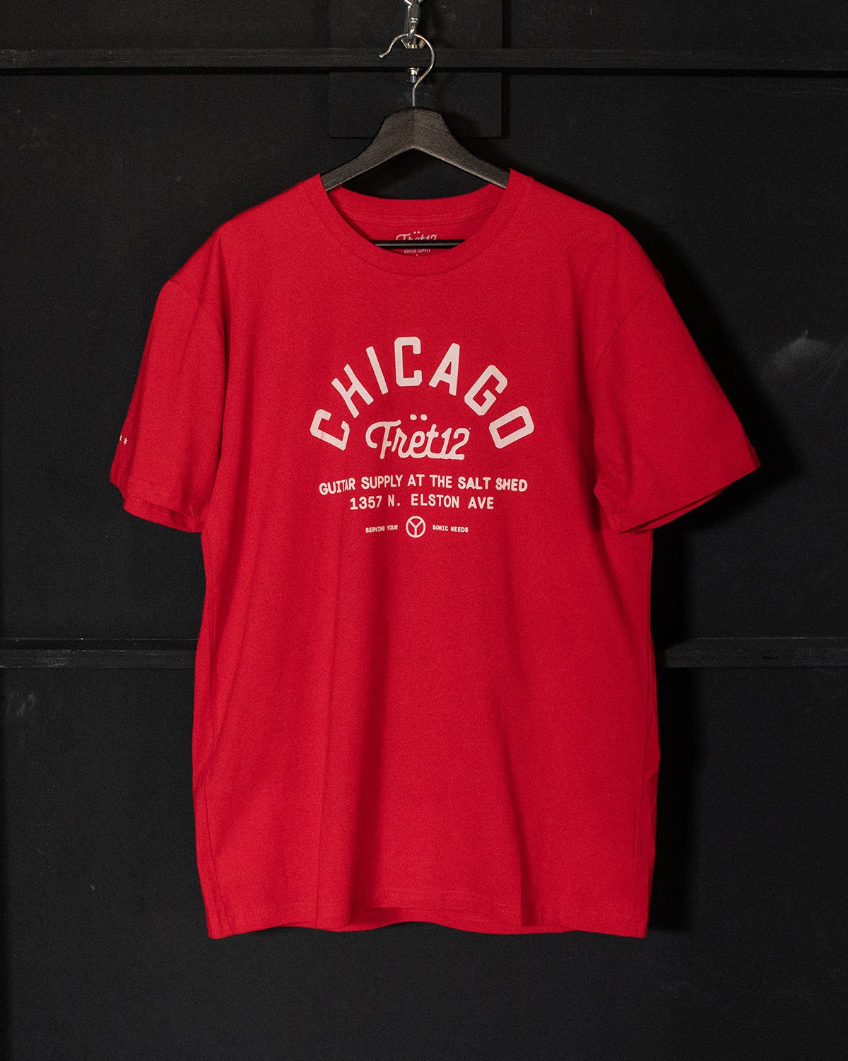The Guitar Supply at The Salt Shed Tee - Red Typographic Shirt