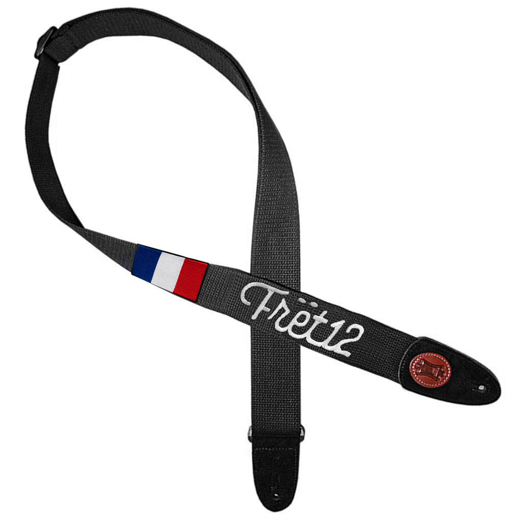 FRET12 SCRIPT LOGO FRANCE FLAG GUITAR STRAP