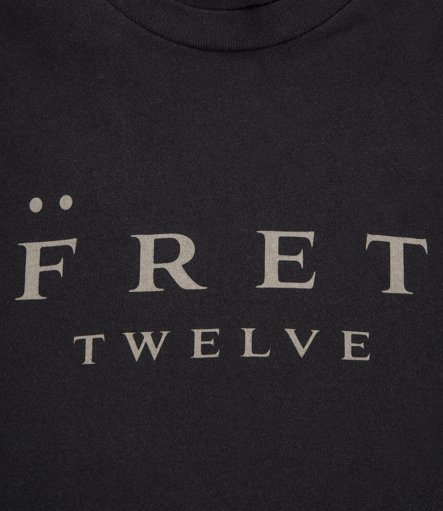 Closeup of spelled out Fret Twelve logo graphic.